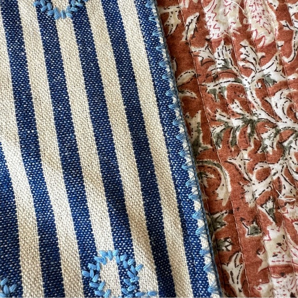 TUCKERNUCK sz XS NWOT Blue Stripe Mini Sullivan Embroidered Canvas Caftan - Picture 6 of 12